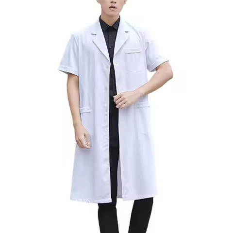 Pharmacy Wear White Lab Coat Short Sleeve Nurse Doctor'S Work Uniform Clothes Spa Beauty Salon Labor