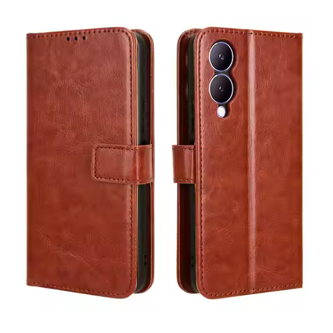 For Vivo Y17s 4G Cover Anti-fall Leather Phone Case Non-slip With Lanyard Stand Holder For Vivo Y17s