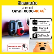 70mai Omni X800 360° Dashcam with 4K resolution 4G GPS & AI Parking Surveillance HDR Night Vision