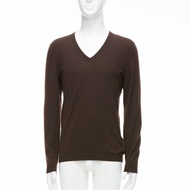 GUCCI Vintage 100% cashmere brown V-neck classic sweater L