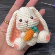 ตุ๊กตากระต่ายหูห้อยทอมือน่ารักกระเป๋าวัสดุ DIY ลายสก๊อตสำหรับคุณยายของห้อยกระเป๋าไหมพรมทำเองของขวัญต