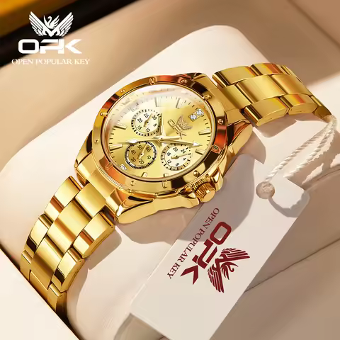 OPK Brand Luminous Waterproof Nail Scale Steel Ladies Quartz Watch 6001