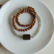 6mm邁索爾老山檀 晴水玉黑金超七桶珠設計多圈手串m手持s