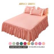 Abraca Dabra Premium Elastic Bed Skirt Set Super Single Queen King Size 45cm Bed Runners with Embroider Dust Ruffle Pillowcases Easy Fit For Mattress