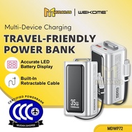 WEKOME Original 3C Powerbank CCC 10000mAh Display 35w Fast Charging Built In Extended Cable MDWP72