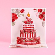 Birthday 3D Cake Greeting Card with Wishes and Blessings