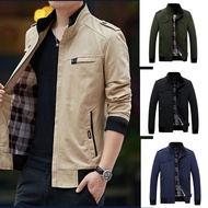 【Ready Stock】jaket lelaki Men's Good Quality Cotton Military Jacket Collar Casual Fashion Fit Bomber