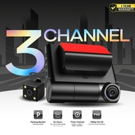 ROADCAM Z3 3 Channel Dashcam 1080P Full HD, Front + Inner + Rear Dashcam 3 Inch Screen 24-H Time Lap