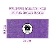 RW Wallpaper Foam Ungu Tua Bata 3D Bata Warna Ungu Tua Premium Wall Paper Sticker Tebal 3MM