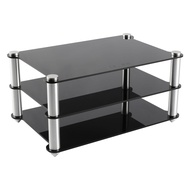 KGUSS Mini HiFi Rack Black Acrylic Audio Components Rack 2 Layer Aluminium Brackets Small Desktop St