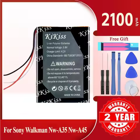 2100mAh KiKiss Powerful Battery LIS1623HNPC For Sony Walkman NW-A35 NW-A45 NW-A46 NW-A47 NW-A55 NW-A