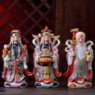 Three Wise Men Ceramic 3 Wise Men Porcelain Ceramic Fu Lu Shou Samsung Buddha Statue God of Wealth