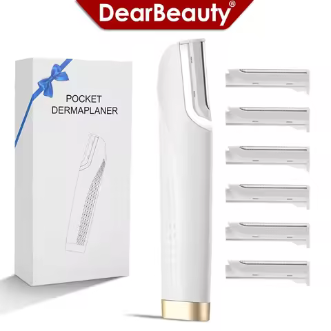Women's Sonic Dermaplaning Razor Rechargeable Facial Exfoliation Razor with 3 Speeds 6-Blade Eyebrow