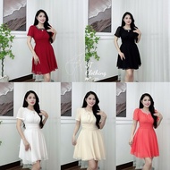 Women's faux dress Set with 2-layer silk chiffon pants with rhinestone collar, puffed sleeves and ba