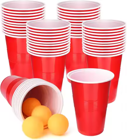 Cup Pong Game Set 22 Pcs 16 Oz Plastic Party Cups with 4 PCS Ping Pong Balls for Christmas New Year