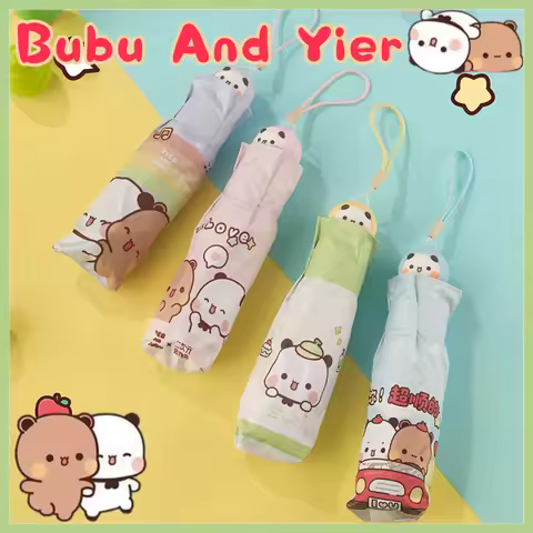 Cartoon Panda Bubu & Yier Umbrella, Bubu & Dudu Sun & Rain Umbrella With Uv Protection, Lightweight 