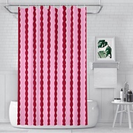 Pink & Burgundy Wavy Stripe Shower Curtain – Squiggly Lines, Polyester, 12 Grommets, Water-Resistant