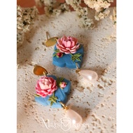 Vintage Spring Flower Clay Earrings/ Beautiful Titanium / Titanium Stud Earrings/ CNY/ Luxurious Ear