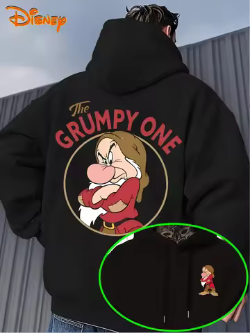 Disney Dwarfs Grumpy Pattern Men's Hoodie Autumn Winter Casual Unisex Pullover Sweatshirt Tracksuit 