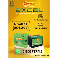 [No Installation] Century Excel NS40 NS40ZL 50B20L Car Battery Bateri Kereta Myvi Bezza Axia Vios Ci
