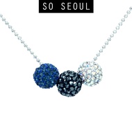 SO SEOUL Arwen Blueberry Triple Lollipop Navy Blue Austrian Crystal with Fixed Ball Chain Necklace