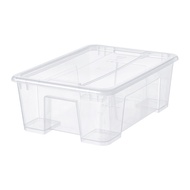 SAMLA 附蓋收納盒, 透明, 39x28x14 公分/11 公升