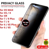 for Apple iPhone 6 6s 7 8 Plus / for iPhone X XR XS Max / Black edge privacy tempered glass / phone screen protector
