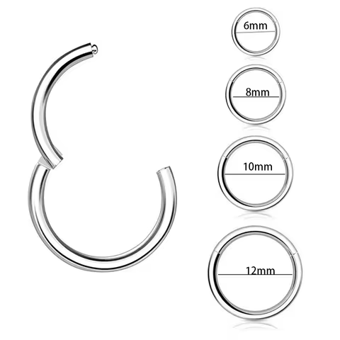 18G 16G 14G ASTM F136 Titanium Nose Rings Piercings Faux Septum Rings Hinged Clicker Segment Nipple 