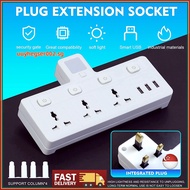 UK plug 2500W LED universal 3-pin adapter expansion power socket USB port fire socket plug converter