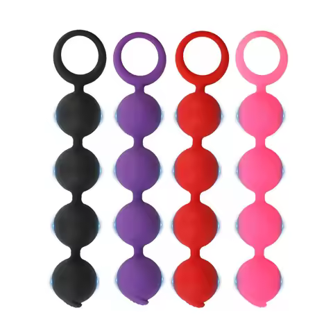 2026 New 4 Beads Silicone Anal Plug with Pull ring Ass Beads Plug Anal Beads Expander Outdoor Anal V