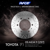 จานเบรคคู่หน้า RACETECH X BREMBO กัดลาย TOYOTA VIGO ยกสูง 2wd 4wd / PRERUNNER / FORTUNER ตัวแรก 04-
