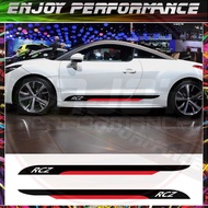 2PCS Car Door Side Stickers For PEUGEOT RCZ Tuning Accessories Racing Sport Stripes Styling Decor Au