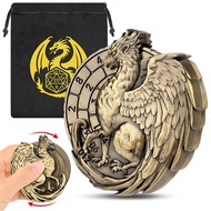 Antique Style Griffon Shape Metal DND Dice Roulette 7-in-1 Dice Rotating Roller for Dungeons and Dra