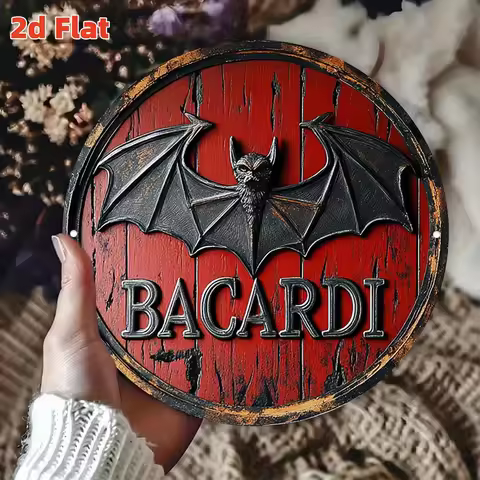 2D Flat"Bacardi Bat Logo" | Cuban Rum Legend | Vintage Wall Art Decorative Plaque | Classic Alcohol 