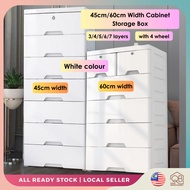 Plastic Storage Drawer cabinet almari baju Width 45/60 cm White drawer baju With Lock Storage Drawer cabinet With Wheel