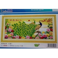 Green embroidery painting of wealth, peace and prosperity X8008 - size: 96 * 47cm. (UNWORKED PAINTIN