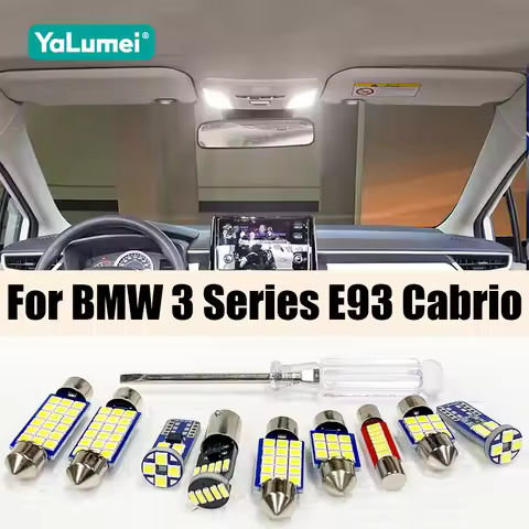 For BMW 3 Series E93 Cabrio 2007-2013 9PCS Car LED Bulbs Interior Reading Lamp Glove Box Vanity Mirr