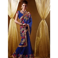 Cobalt Blue Georgette Partywear Saree