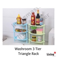Kitchen / Bathroom / Washroom 3 Tier Triangle Rack Rak Plastik Serbaguna Bertingkat Segi Tiga