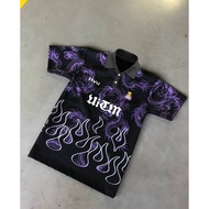 Jersey Retro Collar Baju Raya 2024 Viral Jersey Streetwear Dragon Printing T-shirt Baju Lelaki Perempuan Kanak Kanak Baju Collar Polo Shirt Black Microfiber Jersi Murah Plus Size