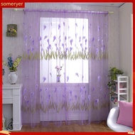 someryer|  Flower Pattern Voile Rod Pocket Window Curtain Sheer Drape Home Bedroom Decor
