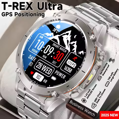 2025New Outdoor T-Rex 3 Ultra GPS Smart Watches Men 5ATM Waterproof Compass Flashlight Military Spor