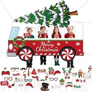AceOrbit Christmas School Bus Photo Prop Selfie Frame 69 x 55'' Large Fabric Merry Christmas Bus Bac