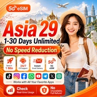 Asia 29 countries eSIM 1-30 days 2GB-30GB 5G High speed Data  Asia eSIM Card