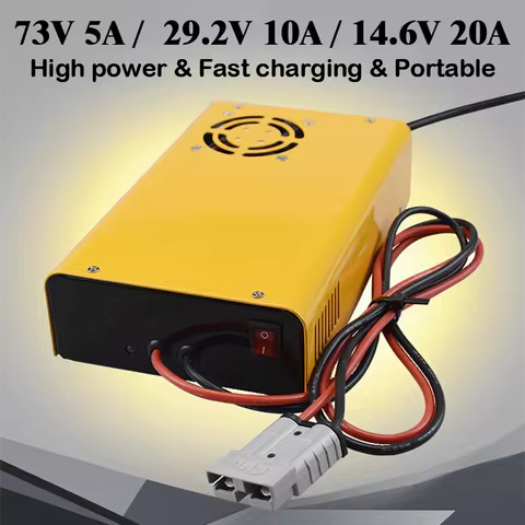 73V 5A High-Power Battery Charger 29.2V 10A 14.6V 20A Fast Charging Portable for Lithium Batteries L