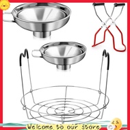 【kelly99】4 Pieces Canning Kit, 1PC Canning Rack+ 1PC Canning Jar Lifter Tong+ 2PC Canning Funnels, C