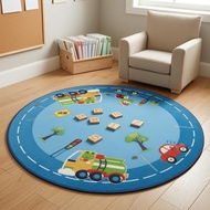 Kindergarten Play Mat Decorative Round Children's Rug Printed Play Mat Single-Piece Educational Rug 