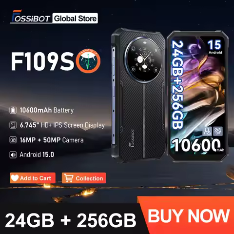 FOSSIBOT F109S Rugged Smartphone 10600mAh 6.745"HD+ Android 15 24(6+18)GB+256GB 50MP NFC/GPS 18W 4G