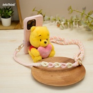 【出遊必備】小熊維尼愛心絨毛公仔手機背夾+環保袋