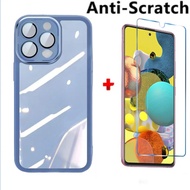 2 in1 phone Case + Tempered Glass for VIVO Y18 Y18E Y03 Y02 Y21A Y21S Y33S Y02S Y27S V30E V30 Y21T Y